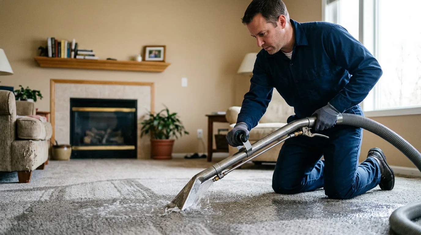 Water damage restoration technician working near Sunderland, MD